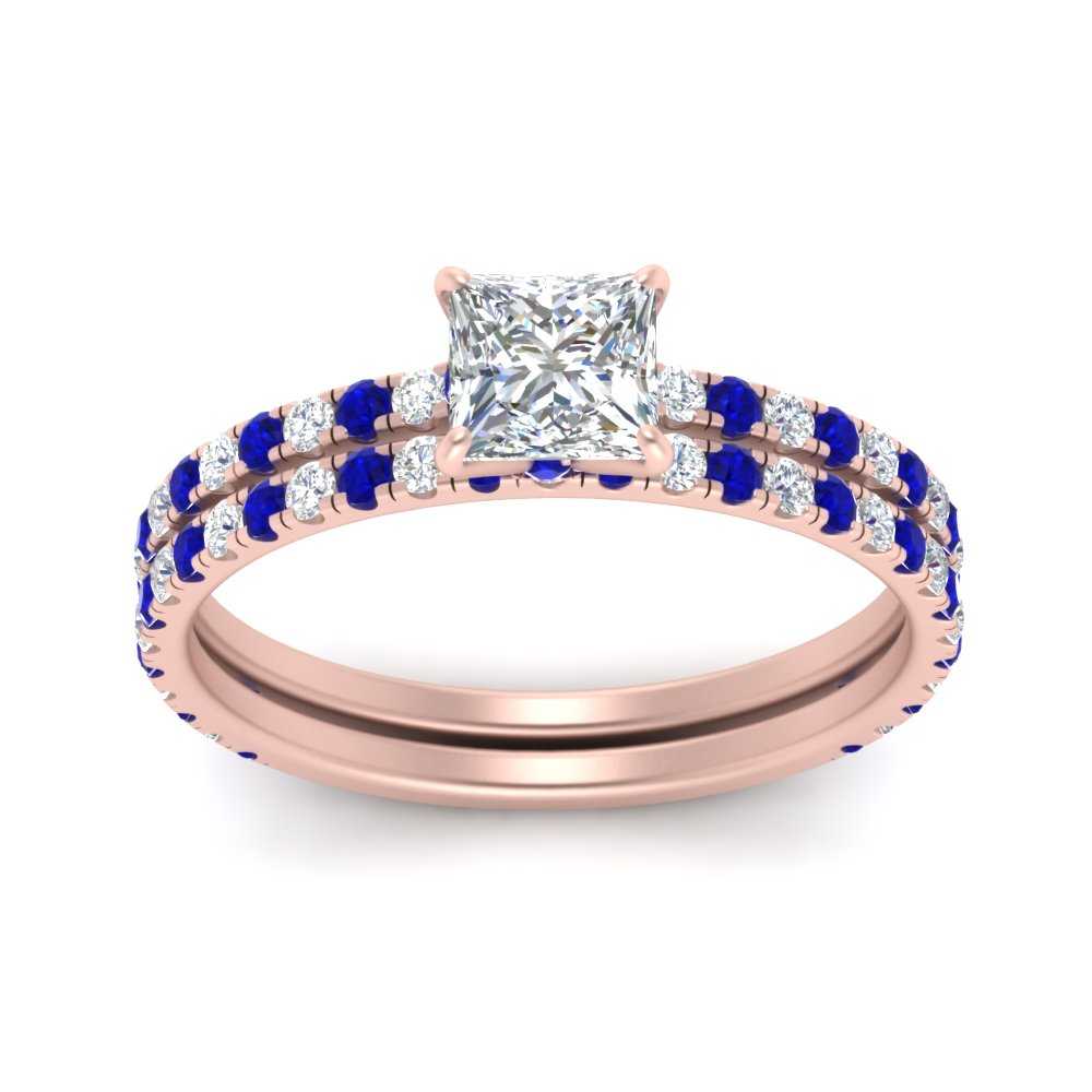 three-quarter-princess-cut-diamond-gallery-bridal-ring-set-with-sapphire-in-FD9168PRGSABLANGLE3-NL-RG