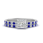Load image into Gallery viewer, three-quarter-princess-cut-diamond-gallery-bridal-ring-set-with-sapphire-in-FD9168PRGSABLANGLE3-NL-WG

