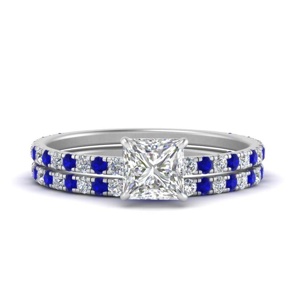 three-quarter-princess-cut-diamond-gallery-bridal-ring-set-with-sapphire-in-FD9168PRGSABLANGLE3-NL-WG