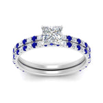 Load image into Gallery viewer, three-quarter-princess-cut-diamond-gallery-bridal-ring-set-with-sapphire-in-FD9168PRGSABLANGLE3-NL-WG
