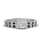 Load image into Gallery viewer, three-quarter-princess-cut-gallery-bridal-ring-set-with-black-diamond-in-FD9168PRGBLACKANGLE3-NL-WG
