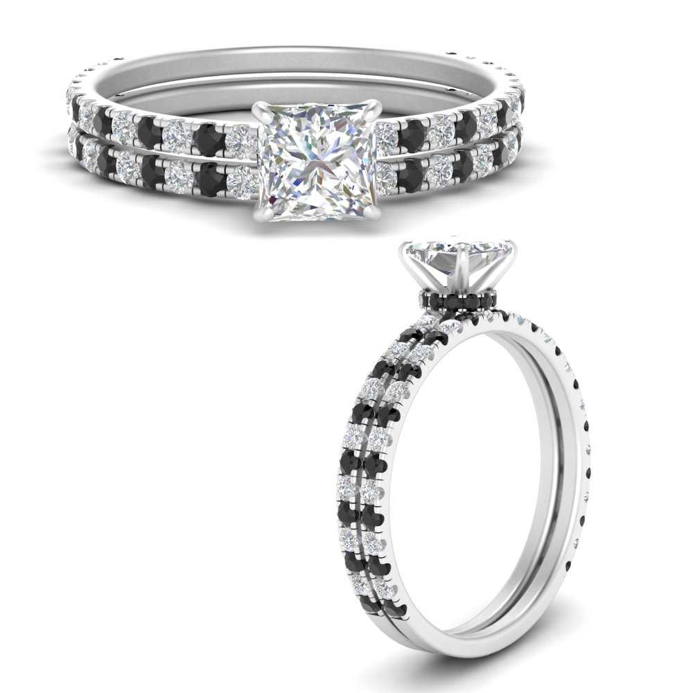 three-quarter-princess-cut-gallery-bridal-ring-set-with-black-diamond-in-FD9168PRGBLACKANGLE3-NL-WG