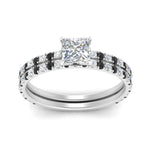 Load image into Gallery viewer, three-quarter-princess-cut-gallery-bridal-ring-set-with-black-diamond-in-FD9168PRGBLACKANGLE3-NL-WG
