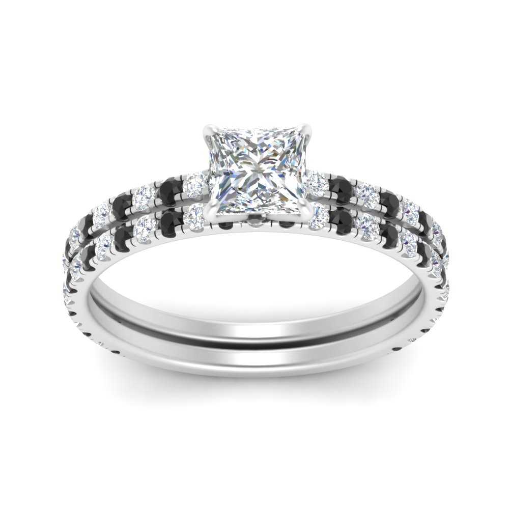 three-quarter-princess-cut-gallery-bridal-ring-set-with-black-diamond-in-FD9168PRGBLACKANGLE3-NL-WG