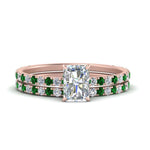 Load image into Gallery viewer, three-quarter-radiant-cut-diamond-gallery-bridal-ring-set-with-emerald-in-FD9168RAGEMGRANGLE3-NL-RG