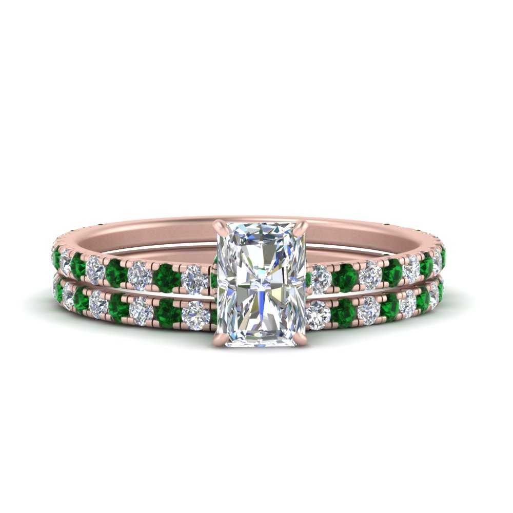 three-quarter-radiant-cut-diamond-gallery-bridal-ring-set-with-emerald-in-FD9168RAGEMGRANGLE3-NL-RG