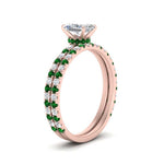Load image into Gallery viewer, three-quarter-radiant-cut-diamond-gallery-bridal-ring-set-with-emerald-in-FD9168RAGEMGRANGLE3-NL-RG
