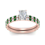Load image into Gallery viewer, three-quarter-radiant-cut-diamond-gallery-bridal-ring-set-with-emerald-in-FD9168RAGEMGRANGLE3-NL-RG
