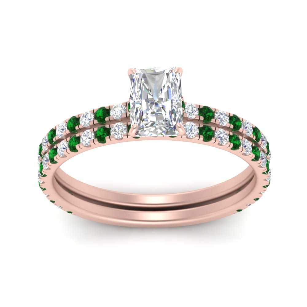 three-quarter-radiant-cut-diamond-gallery-bridal-ring-set-with-emerald-in-FD9168RAGEMGRANGLE3-NL-RG