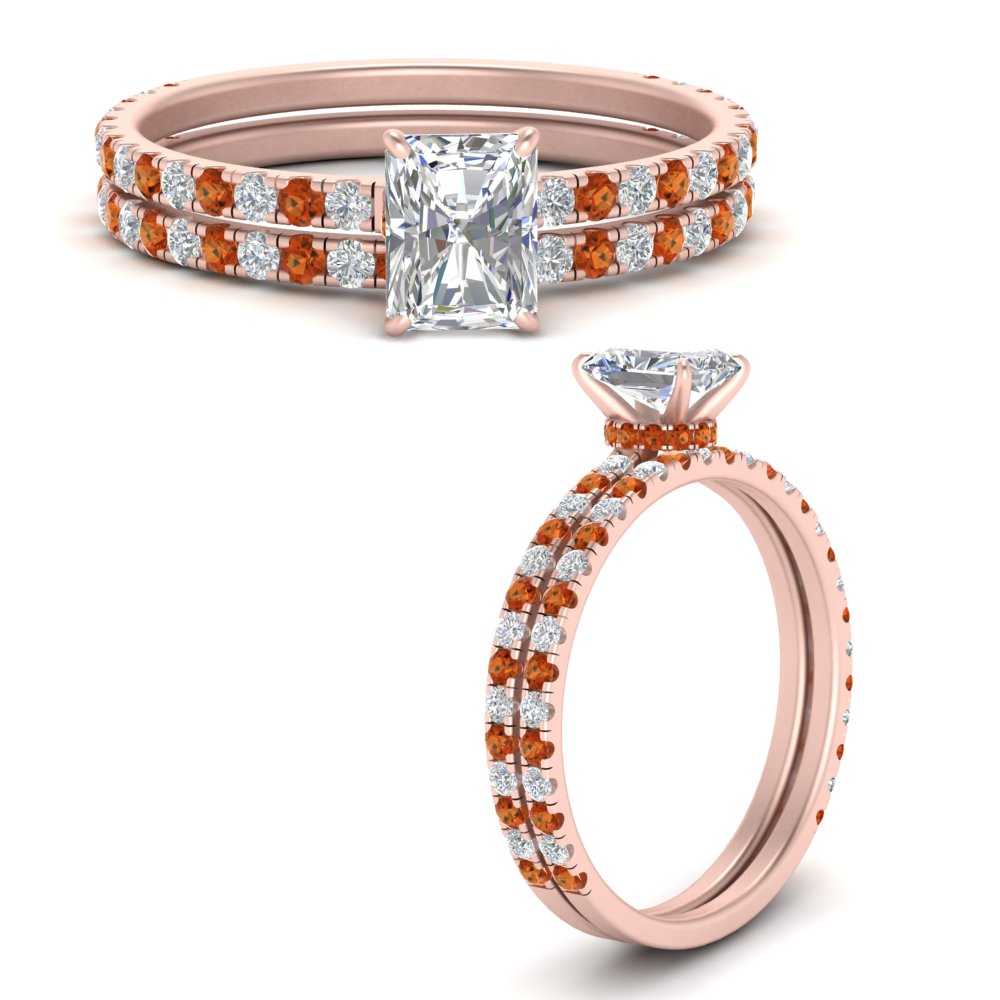 three-quarter-radiant-cut-diamond-gallery-bridal-ring-set-with-orange-sapphire-in-FD9168RAGSAORANGLE3-NL-RG