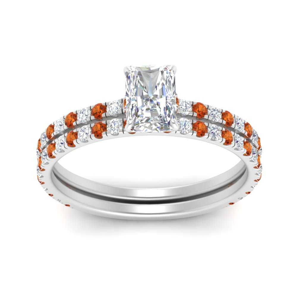 three-quarter-radiant-cut-diamond-gallery-bridal-ring-set-with-orange-sapphire-in-FD9168RAGSAORANGLE3-NL-WG