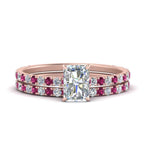 Load image into Gallery viewer, three-quarter-radiant-cut-diamond-gallery-bridal-ring-set-with-pink-sapphire-in-FD9168RAGSADRPIANGLE3-NL-RG
