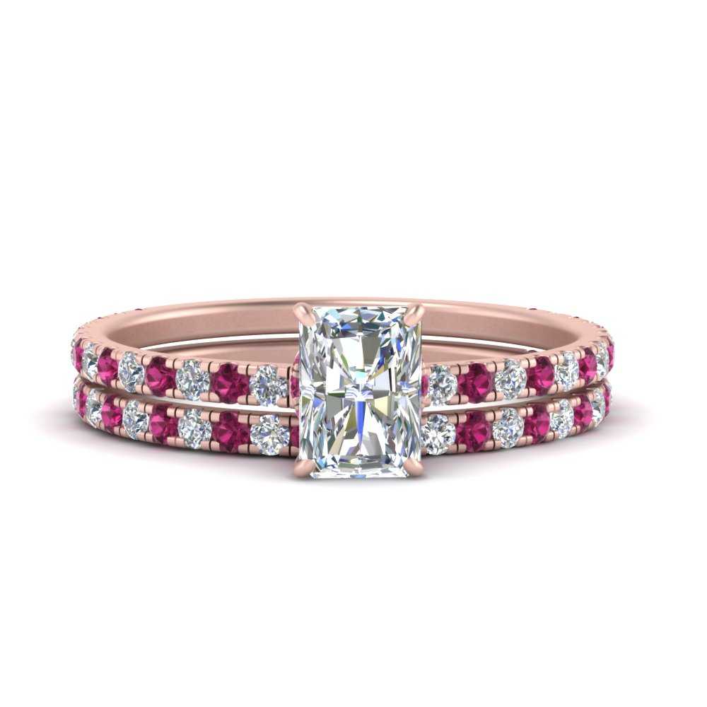 three-quarter-radiant-cut-diamond-gallery-bridal-ring-set-with-pink-sapphire-in-FD9168RAGSADRPIANGLE3-NL-RG