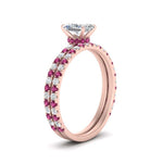 Load image into Gallery viewer, three-quarter-radiant-cut-diamond-gallery-bridal-ring-set-with-pink-sapphire-in-FD9168RAGSADRPIANGLE3-NL-RG
