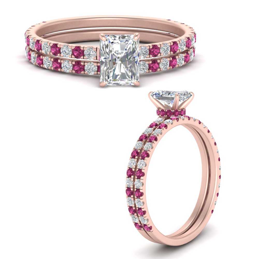 three-quarter-radiant-cut-diamond-gallery-bridal-ring-set-with-pink-sapphire-in-FD9168RAGSADRPIANGLE3-NL-RG
