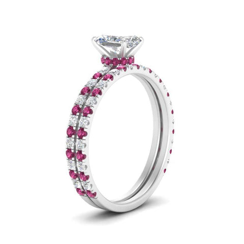 three-quarter-radiant-cut-diamond-gallery-bridal-ring-set-with-pink-sapphire-in-FD9168RAGSADRPIANGLE3-NL-WG
