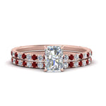 Load image into Gallery viewer, three-quarter-radiant-cut-diamond-gallery-bridal-ring-set-with-ruby-in-FD9168RAGRUDRANGLE3-NL-RG