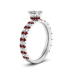 Load image into Gallery viewer, three-quarter-radiant-cut-diamond-gallery-bridal-ring-set-with-ruby-in-FD9168RAGRUDRANGLE3-NL-WG