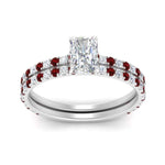 Load image into Gallery viewer, three-quarter-radiant-cut-diamond-gallery-bridal-ring-set-with-ruby-in-FD9168RAGRUDRANGLE3-NL-WG