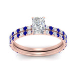 Load image into Gallery viewer, three-quarter-radiant-cut-diamond-gallery-bridal-ring-set-with-sapphire-in-FD9168RAGSABLANGLE3-NL-RG
