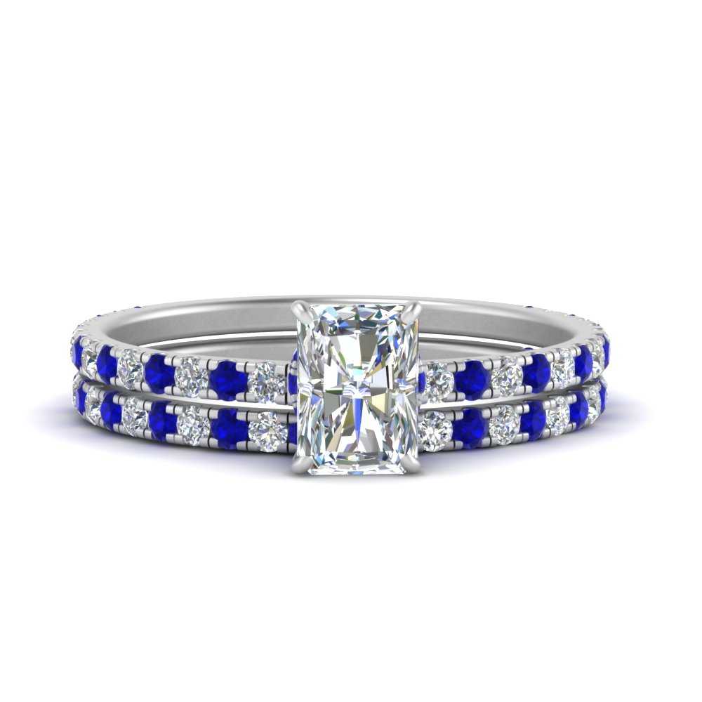 three-quarter-radiant-cut-diamond-gallery-bridal-ring-set-with-sapphire-in-FD9168RAGSABLANGLE3-NL-WG