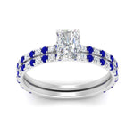 Load image into Gallery viewer, three-quarter-radiant-cut-diamond-gallery-bridal-ring-set-with-sapphire-in-FD9168RAGSABLANGLE3-NL-WG
