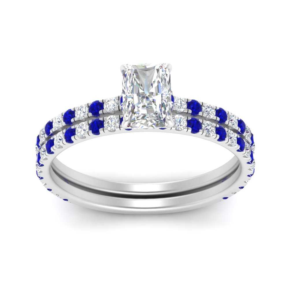 three-quarter-radiant-cut-diamond-gallery-bridal-ring-set-with-sapphire-in-FD9168RAGSABLANGLE3-NL-WG