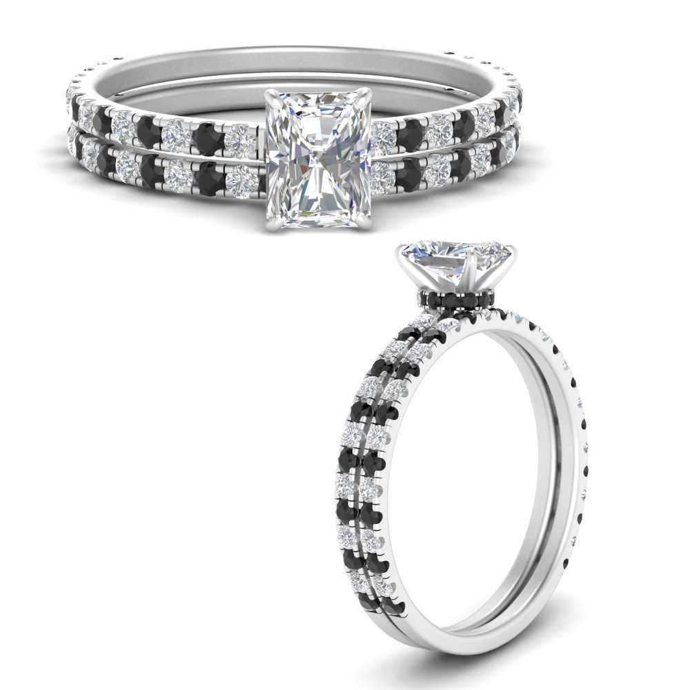 three-quarter-radiant-cut-gallery-bridal-ring-set-with-black-diamond-in-FD9168RAGBLACKANGLE3-NL-WG