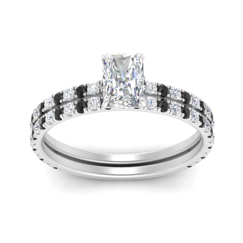 three-quarter-radiant-cut-gallery-bridal-ring-set-with-black-diamond-in-FD9168RAGBLACKANGLE3-NL-WG