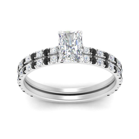 three-quarter-radiant-cut-gallery-bridal-ring-set-with-black-diamond-in-FD9168RAGBLACKANGLE3-NL-WG