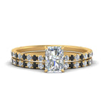 Load image into Gallery viewer, three-quarter-radiant-cut-gallery-bridal-ring-set-with-black-diamond-in-FD9168RAGBLACKANGLE3-NL-YG