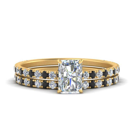 three-quarter-radiant-cut-gallery-bridal-ring-set-with-black-diamond-in-FD9168RAGBLACKANGLE3-NL-YG