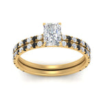 Load image into Gallery viewer, three-quarter-radiant-cut-gallery-bridal-ring-set-with-black-diamond-in-FD9168RAGBLACKANGLE3-NL-YG
