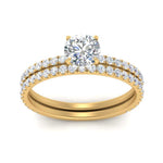 Load image into Gallery viewer, three-quarter-round-cut-diamond-gallery-bridal-ring-set-in-FD9168ROANGLE3-NL-YG
