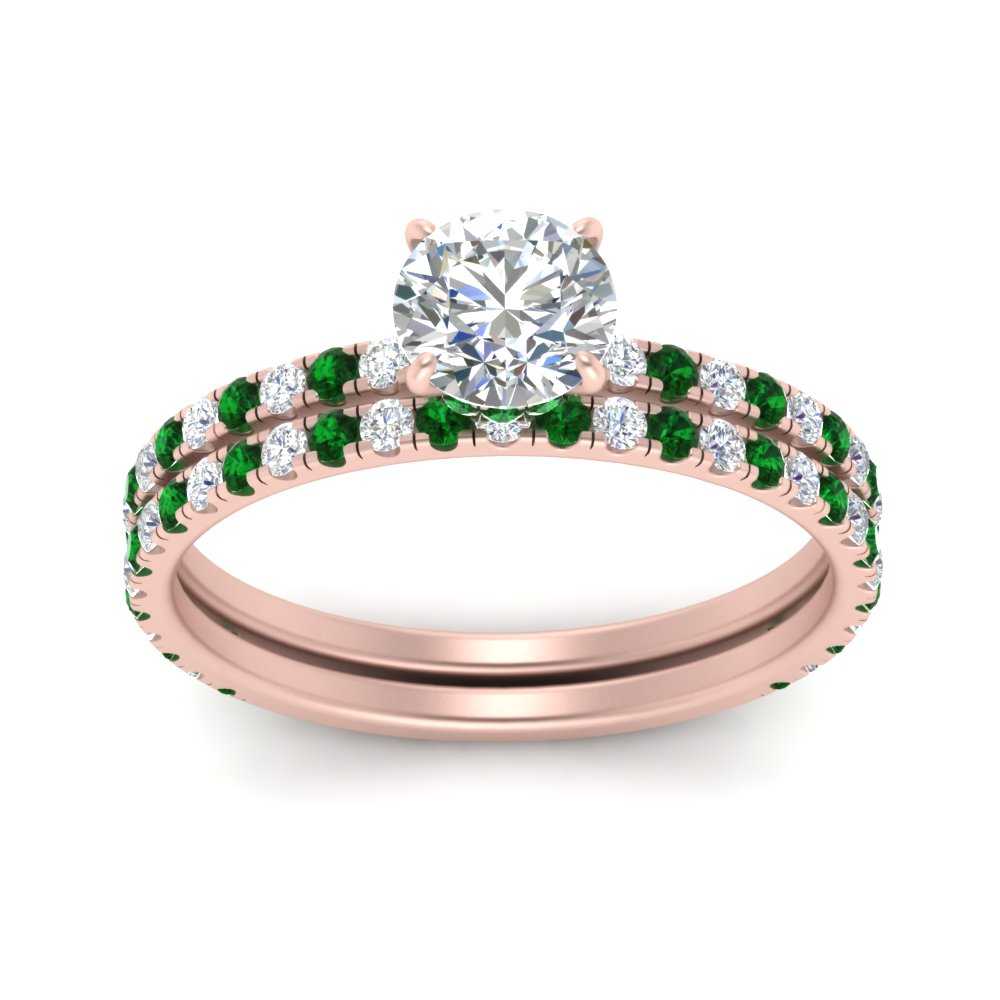 three-quarter-round-cut-diamond-gallery-bridal-ring-set-with-emerald-in-FD9168ROGEMGRANGLE3-NL-RG