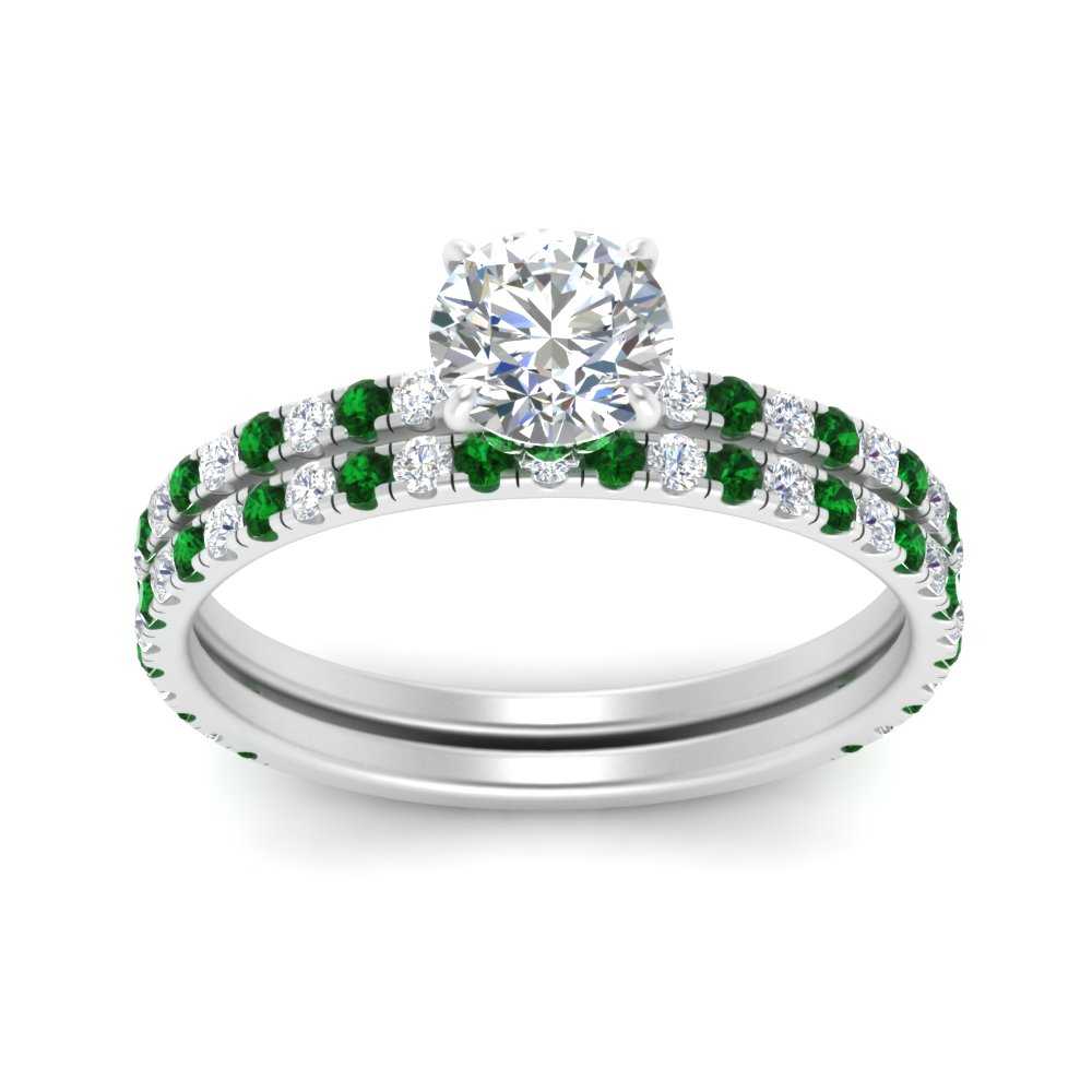 three-quarter-round-cut-diamond-gallery-bridal-ring-set-with-emerald-in-FD9168ROGEMGRANGLE3-NL-WG