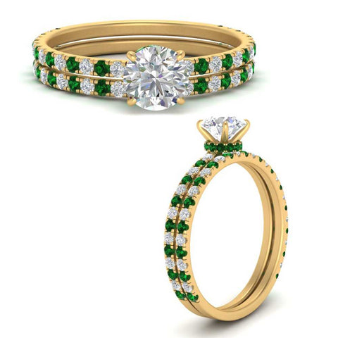 three-quarter-round-cut-diamond-gallery-bridal-ring-set-with-emerald-in-FD9168ROGEMGRANGLE3-NL-YG