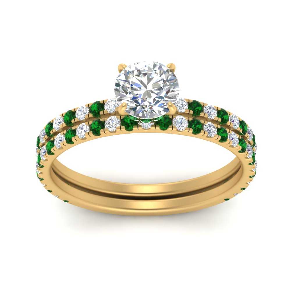 three-quarter-round-cut-diamond-gallery-bridal-ring-set-with-emerald-in-FD9168ROGEMGRANGLE3-NL-YG
