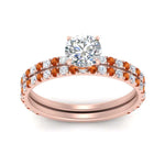 Load image into Gallery viewer, three-quarter-round-cut-diamond-gallery-bridal-ring-set-with-orange-sapphire-in-FD9168ROGSAORANGLE3-NL-RG
