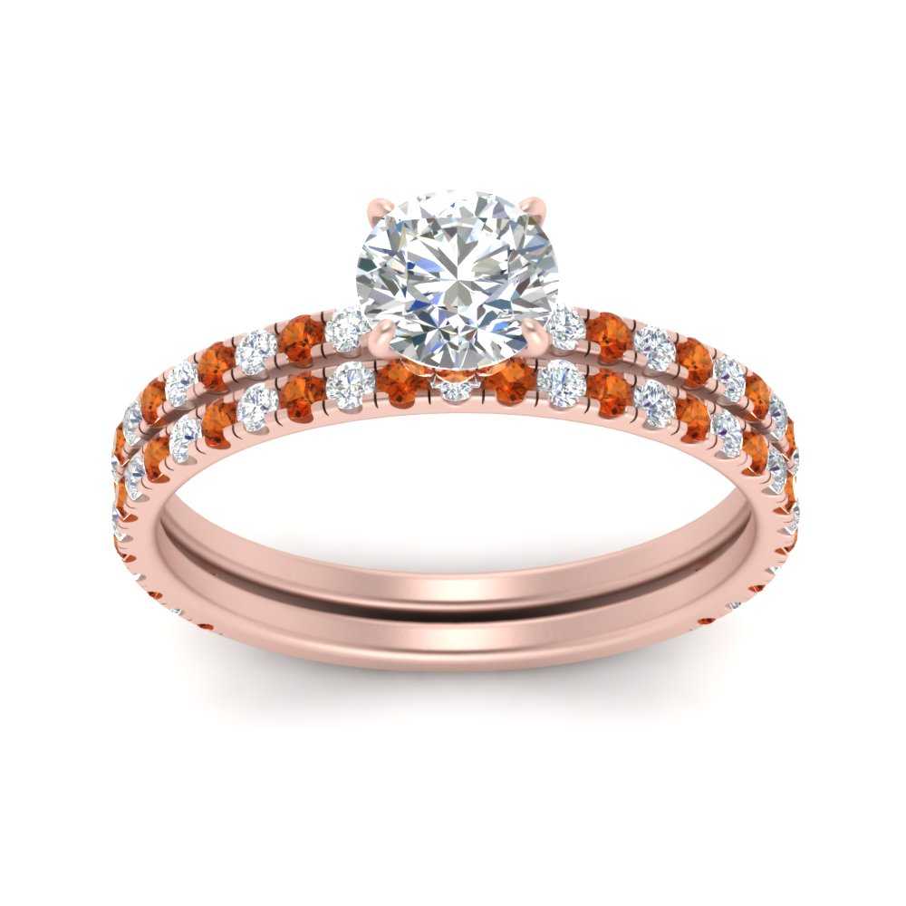 three-quarter-round-cut-diamond-gallery-bridal-ring-set-with-orange-sapphire-in-FD9168ROGSAORANGLE3-NL-RG