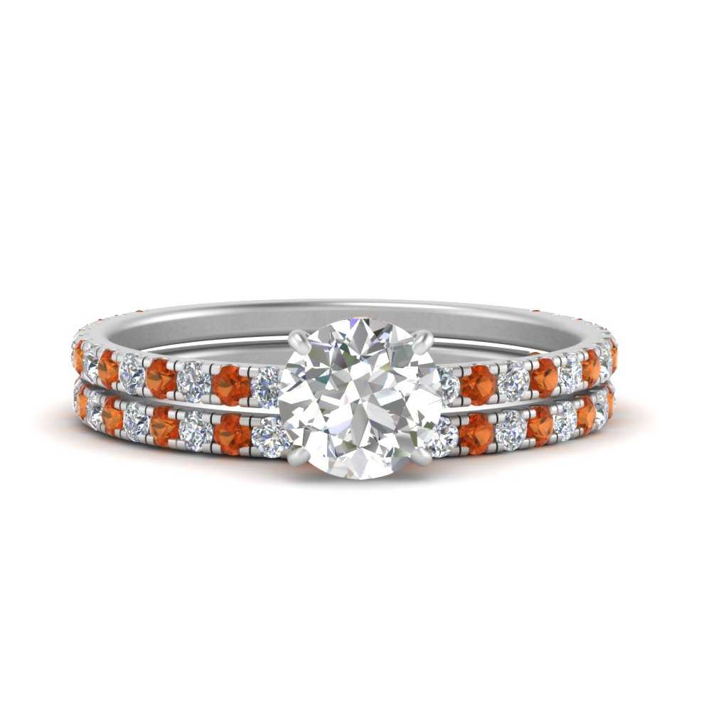 three-quarter-round-cut-diamond-gallery-bridal-ring-set-with-orange-sapphire-in-FD9168ROGSAORANGLE3-NL-WG