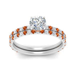Load image into Gallery viewer, three-quarter-round-cut-diamond-gallery-bridal-ring-set-with-orange-sapphire-in-FD9168ROGSAORANGLE3-NL-WG
