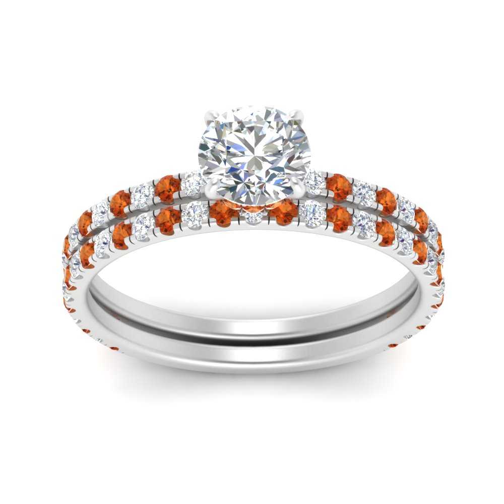 three-quarter-round-cut-diamond-gallery-bridal-ring-set-with-orange-sapphire-in-FD9168ROGSAORANGLE3-NL-WG