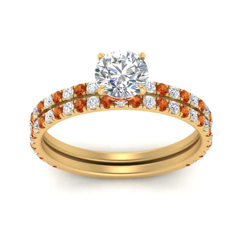 three-quarter-round-cut-diamond-gallery-bridal-ring-set-with-orange-sapphire-in-FD9168ROGSAORANGLE3-NL-YG