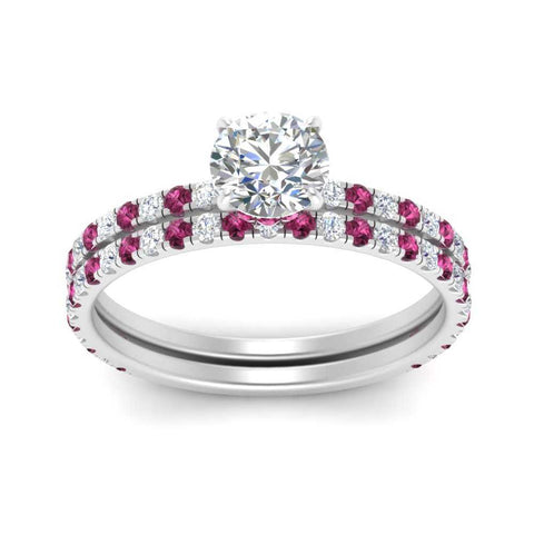 three-quarter-round-cut-diamond-gallery-bridal-ring-set-with-pink-sapphire-in-FD9168ROGSADRPIANGLE3-NL-WG