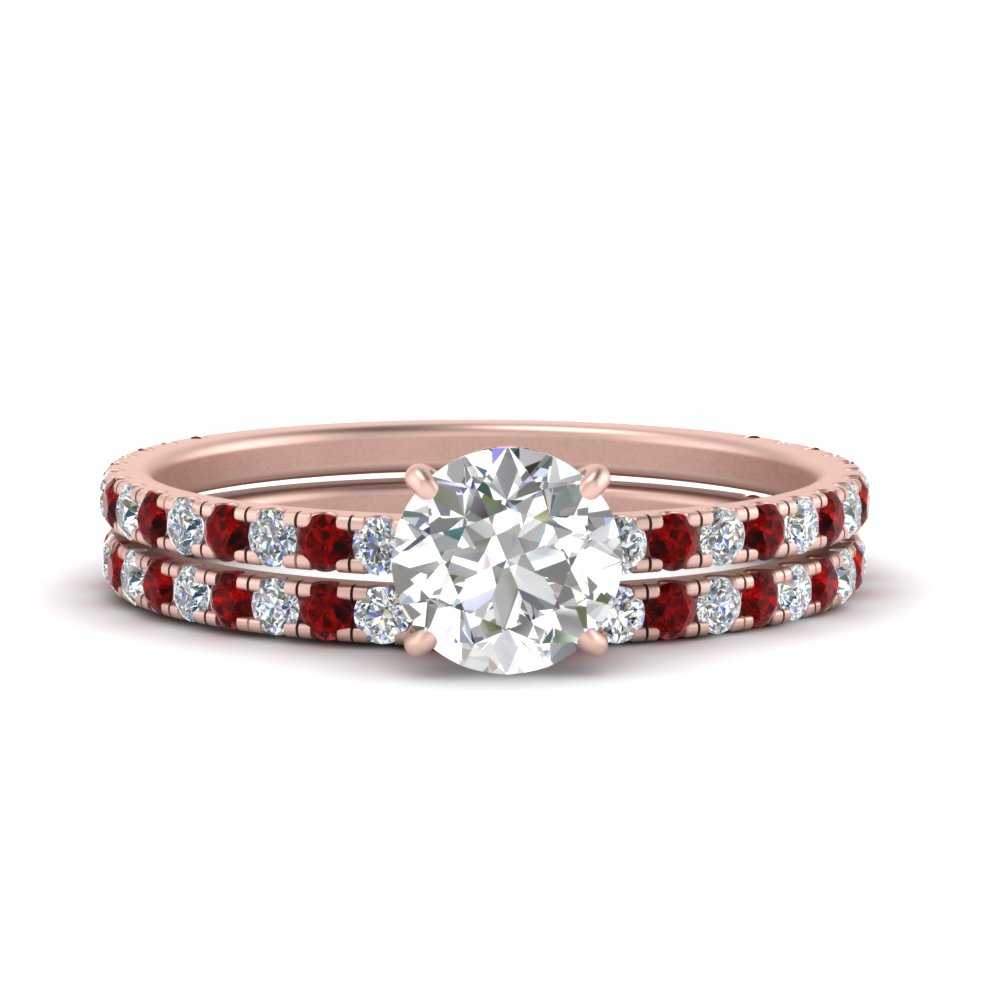 three-quarter-round-cut-diamond-gallery-bridal-ring-set-with-ruby-in-FD9168ROGRUDRANGLE3-NL-RG