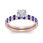 Load image into Gallery viewer, three-quarter-round-cut-diamond-gallery-bridal-ring-set-with-sapphire-in-FD9168ROGSABLANGLE3-NL-RG
