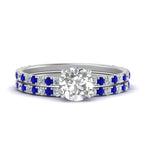 Load image into Gallery viewer, three-quarter-round-cut-diamond-gallery-bridal-ring-set-with-sapphire-in-FD9168ROGSABLANGLE3-NL-WG
