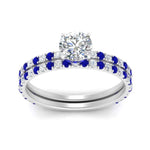 Load image into Gallery viewer, three-quarter-round-cut-diamond-gallery-bridal-ring-set-with-sapphire-in-FD9168ROGSABLANGLE3-NL-WG