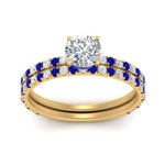 Load image into Gallery viewer, three-quarter-round-cut-diamond-gallery-bridal-ring-set-with-sapphire-in-FD9168ROGSABLANGLE3-NL-YG

